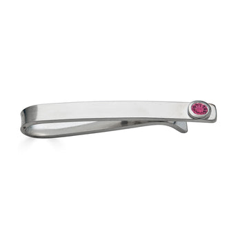 Sterling Silver Pink Tourmaline Bezel Set Slide Tie Bar
