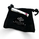 Sterling Silver Pink Tourmaline Bezel Set Slide Tie Bar