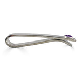 Sterling Silver Amethyst Bezel Set Slide Tie Bar