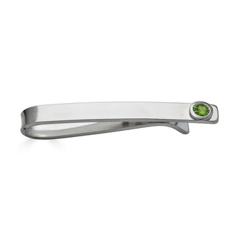 Sterling Silver Peridot Bezel Set Slide Tie Bar