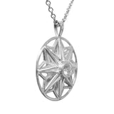 Emerald and Moissanite Sterling Silver Necklace