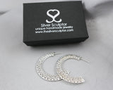 Contemporary Geometric Hoops, Sterling Silver