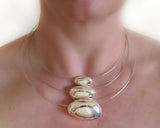 Sterling Silver Pebble Necklace with Moissanites | Silver Sculptor