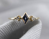 Delicate Lab Created Sapphire and Moissanite Accent Kite Ring, 14k Yellow Gold