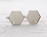 Hexagon Geometric Moissanite Cufflinks | Silver Sculptor