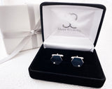 Hexagon Geometric Moissanite Cufflinks | Silver Sculptor