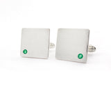 Sterling Silver Emerald Flush Set Cufflinks