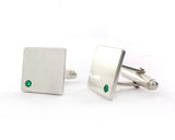 Sterling Silver Emerald Flush Set Cufflinks