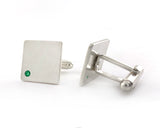 Sterling Silver Emerald Flush Set Cufflinks