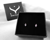 Kite Shaped Rose De France Studs, Sterling Silver | Silver Sculptor