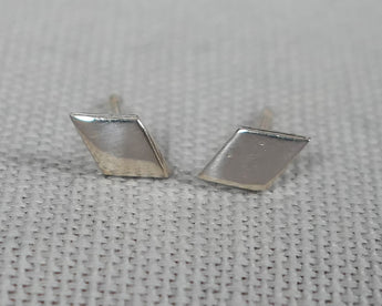 Kite Shaped Studs, Sterling Silver | Silver Sculptor