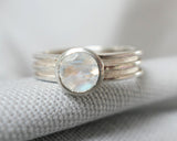 Moonstone Round Layer Ring in Sterling Silver
