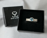 London Blue Topaz Square Layer Ring in Sterling Silver