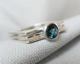 London Blue Topaz Square Layer Ring in Sterling Silver