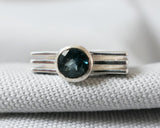 London Blue Topaz Square Layer Ring in Sterling Silver