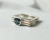 London Blue Topaz Square Layer Ring in Sterling Silver