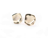 Square Curled Stud Earrings, Silver, Gold | Silver Sculptor