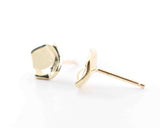Square Curled Stud Earrings, Silver, Gold | Silver Sculptor