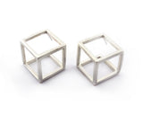 Sterling Silver Geometric Cube Earrings | Silver Sculptor