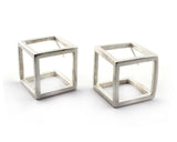 Sterling Silver Geometric Cube Earrings | Silver Sculptor