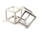 Sterling Silver Geometric Cube Earrings | Silver Sculptor