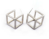 Sterling Silver Geometric Cube Earrings | Silver Sculptor