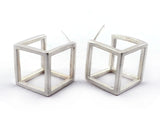 Sterling Silver Geometric Cube Earrings | Silver Sculptor