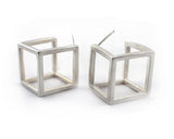 Sterling Silver Geometric Cube Earrings | Silver Sculptor