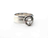 Sterling Silver White Topaz Cut Out Ring | Silver Sculptor