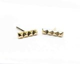 14k Yellow Gold Pyramid Bar Stud Earrings | Silver Sculptor