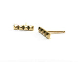 14k Yellow Gold Pyramid Bar Stud Earrings | Silver Sculptor