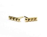 14k Yellow Gold Pyramid Bar Stud Earrings | Silver Sculptor