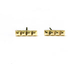 14k Yellow Gold Pyramid Bar Stud Earrings | Silver Sculptor