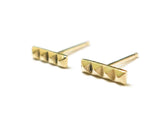 14k Yellow Gold Pyramid Bar Stud Earrings | Silver Sculptor