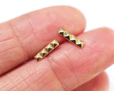 14k Yellow Gold Pyramid Bar Stud Earrings | Silver Sculptor