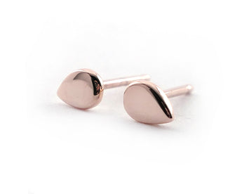 14k Rose Gold Teardrop Shaped Studs | Silver Sculptor