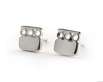 Sterling Silver Contemporary Square Studs | Silver Sculptor