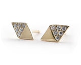 Diamond Shaped Studs with Moissanites in 14k Yellow Gold | Silver Sculptor