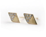 Diamond Shaped Studs with Moissanites in 14k Yellow Gold | Silver Sculptor