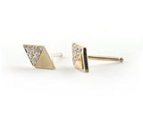 Diamond Shaped Studs with Moissanites in 14k Yellow Gold | Silver Sculptor