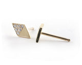 Diamond Shaped Studs with Moissanites in 14k Yellow Gold | Silver Sculptor