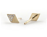 Diamond Shaped Studs with Moissanites in 14k Yellow Gold | Silver Sculptor