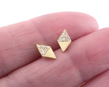 Diamond Shaped Studs with Moissanites in 14k Yellow Gold | Silver Sculptor