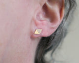 Diamond Shaped Studs with Moissanites in 14k Yellow Gold | Silver Sculptor