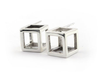 Sterling Silver Cube Earrings | Silver Sculptor