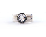 Sterling Silver White Topaz Cut Out Ring | Silver Sculptor