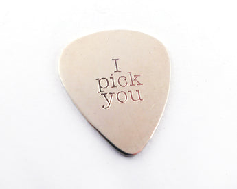 I Pick You Guitar Pick, Plectrum in Sterling Silver | Silver Sculptor