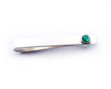 Sterling Silver Emerald Bezel Set Slide Tie Bar