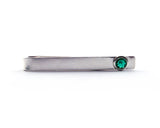 Sterling Silver Emerald Bezel Set Slide Tie Bar