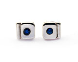 Sterling Silver Sapphire Geometric Stud Earrings